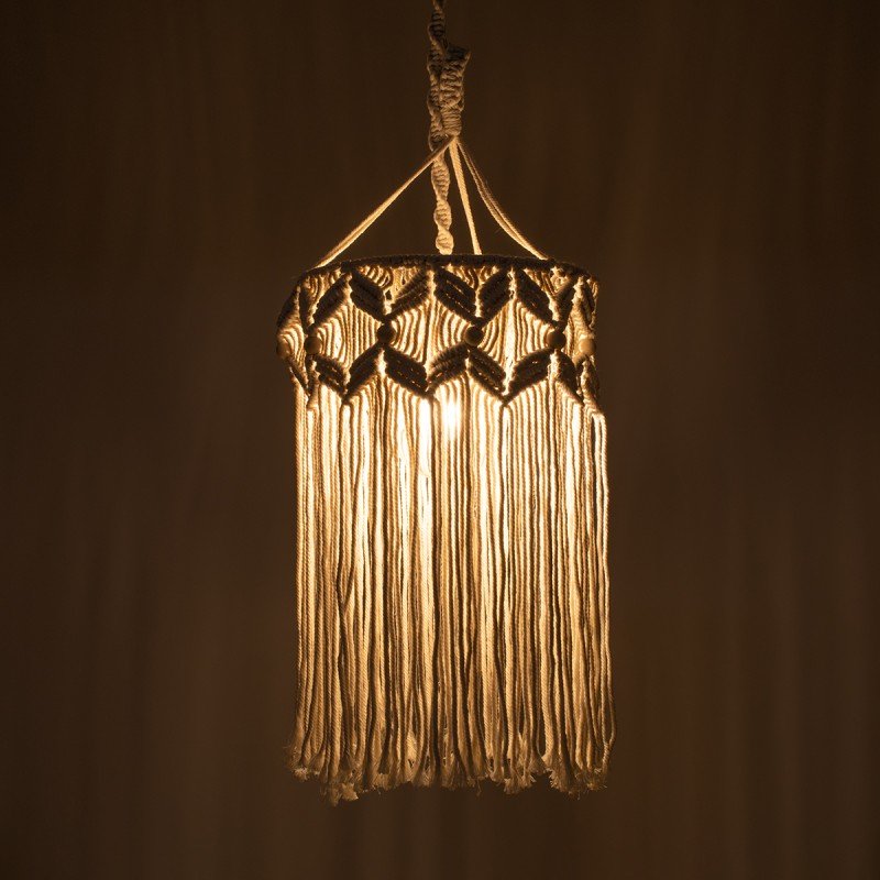 GLOBOSTAR® CONGO 36206 Boho Κρεμαστό Φωτιστικό Οροφής με Ντουί 1 x E27 AC 220-240V IP20 - Μπεζ - Μ30 x Π30 x Υ50cm