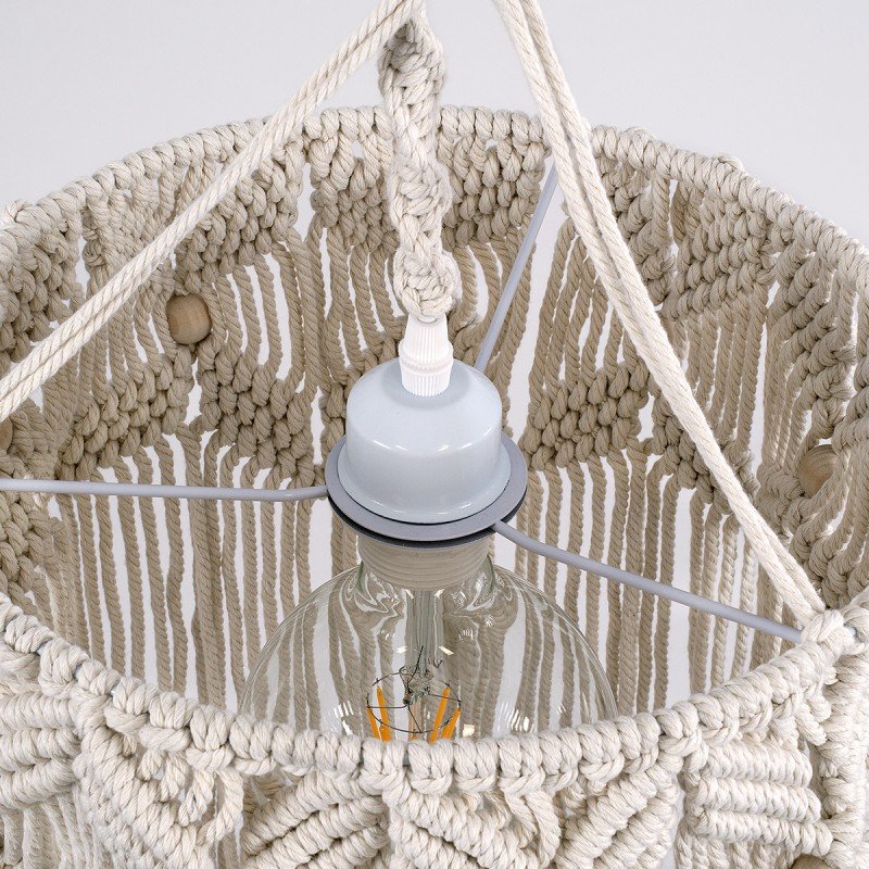 GLOBOSTAR® CONGO 36206 Boho Κρεμαστό Φωτιστικό Οροφής με Ντουί 1 x E27 AC 220-240V IP20 - Μπεζ - Μ30 x Π30 x Υ50cm