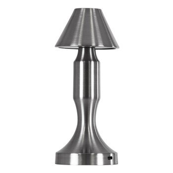 GloboStar® LUNNA 76478 Επαναφορτιζόμενο Επιτραπέζιο Φωτιστικό Πορτατίφ LED 1.5W 105lm 120° DC 5V IP44 CCT Ultra Θερμό 1500K - Φυσικό Λευκό 4500K - Ψυχρό Λευκό 6000K Dimmable Ασημί Πλαστικό - Μ9 x Π9 x Υ23cm - 2 Χρόνια Εγγύηση