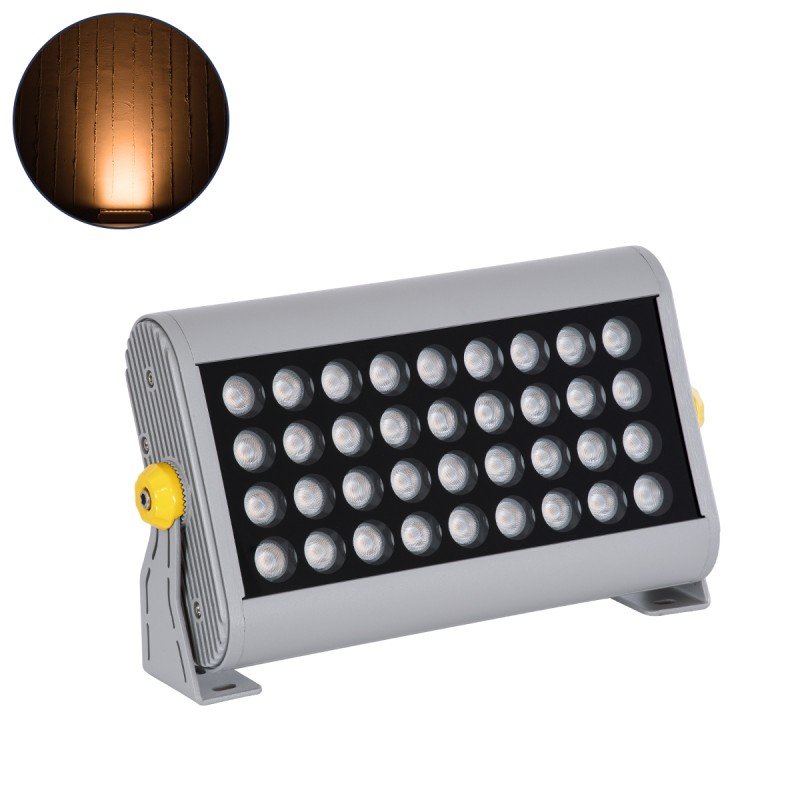 GLOBOSTAR® FLOODHENA 90445 Προβολέας Σποτ Wall Washer LED 36W 3060lm 30° AC 220-240V Αδιάβροχο IP67 Ultra Θερμό Λευκό 2200K - Bridgelux SMD Chip - Γκρι Ανθρακί - Μ30 x Π6 x Υ17cm - 3 Χρόνια Εγγύηση