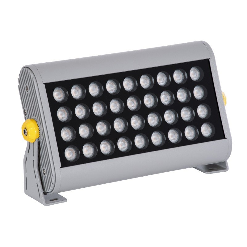 GLOBOSTAR® FLOODHENA 90445 Προβολέας Σποτ Wall Washer LED 36W 3060lm 30° AC 220-240V Αδιάβροχο IP67 Ultra Θερμό Λευκό 2200K - Bridgelux SMD Chip - Γκρι Ανθρακί - Μ30 x Π6 x Υ17cm - 3 Χρόνια Εγγύηση
