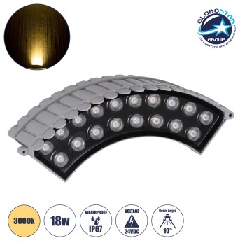 GLOBOSTAR® TREEJINA 90690 Κυρτή Μπάρα Φωτισμού Wall Washer για Φυτά - Δέντρα LED 18W 1620lm 10° DC 24V Αδιάβροχο IP67 Θερμό Λευκό 2700K Dimmable - Bridgelux SMD Chip - Γκρι Ανθρακί - Μ29 x Π11 x Υ10.5cm - 3 Χρόνια Εγγύηση
