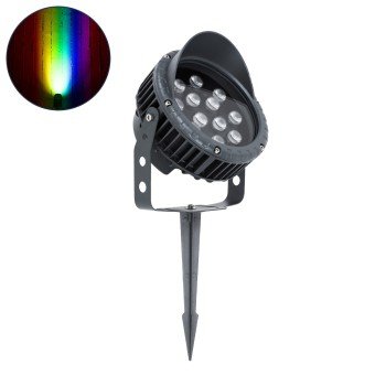 GLOBOSTAR® TREEVINA 90362 Φωτιστικό Σποτ με Αντιθαμβωτική Γρίλια για Φυτά - Δέντρα με Βάση Κήπου / Καρφωτό LED 24W 2040lm 10° DC 24V Αδιάβροχο IP65 Πολύχρωμο RGBW Dimmable DMX512 - Bridgelux SMD Chip - Γκρι Ανθρακί - Μ21.5 x Π18.3 x Υ14cm - 3 Χρόνια Εγγύη