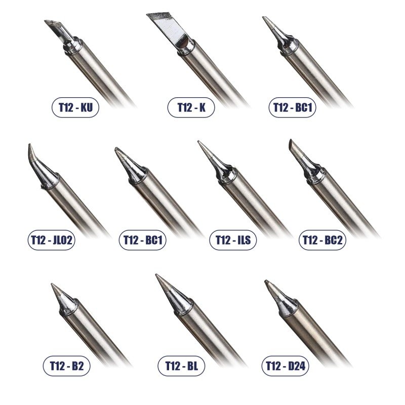 GLOBOSTAR® DRILLPRO-T12 79977 Σετ 10 Κεφαλών για Σταθμό Συγκόλλησης/Κολλητήρι Συμβατές με Μοντέλα HAKKO FX951 & FX952 - Μ15.5 x Π15.5 x Υ2cm - Πακέτο 10 Τεμαχίων