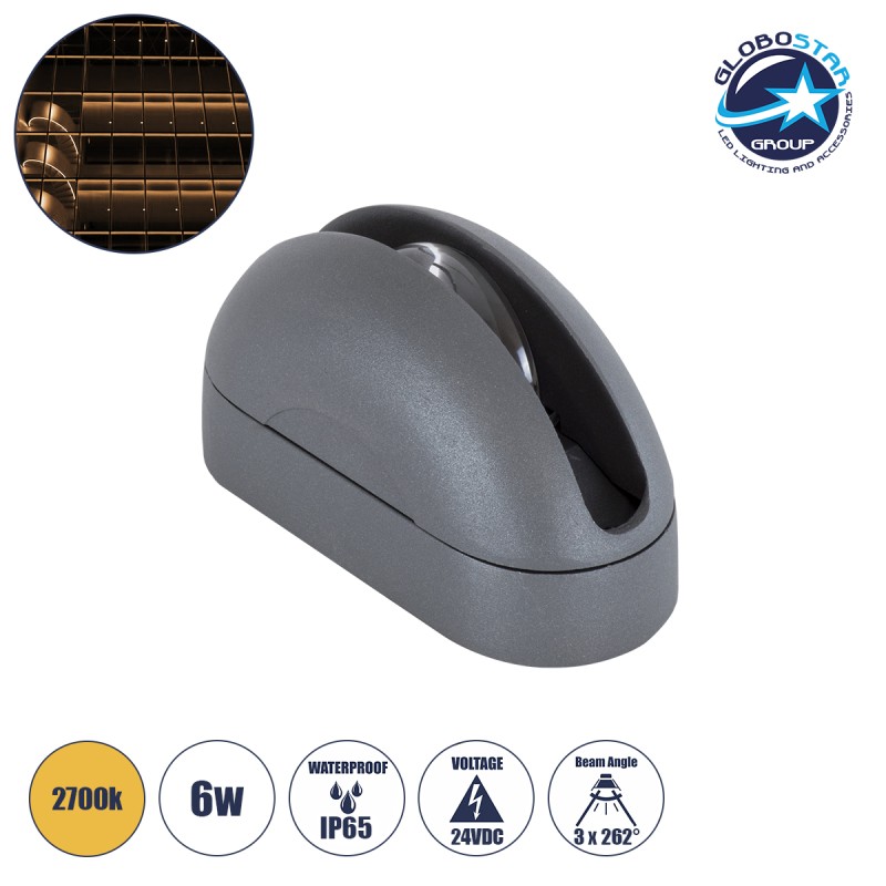 GLOBOSTAR® WINDOWCURBA 90110 Φωτιστικό Ανάδειξης Παραθύρων LED 6W 540lm 3°x262° DC 24V Αδιάβροχο IP65 Θερμό Λευκό 2700K Dimmable - CREE XPE Chip - Γκρι Ανθρακί Ματ - Μ12 x Π5.3 x Υ6.5cm - 3 Χρόνια Εγγύηση