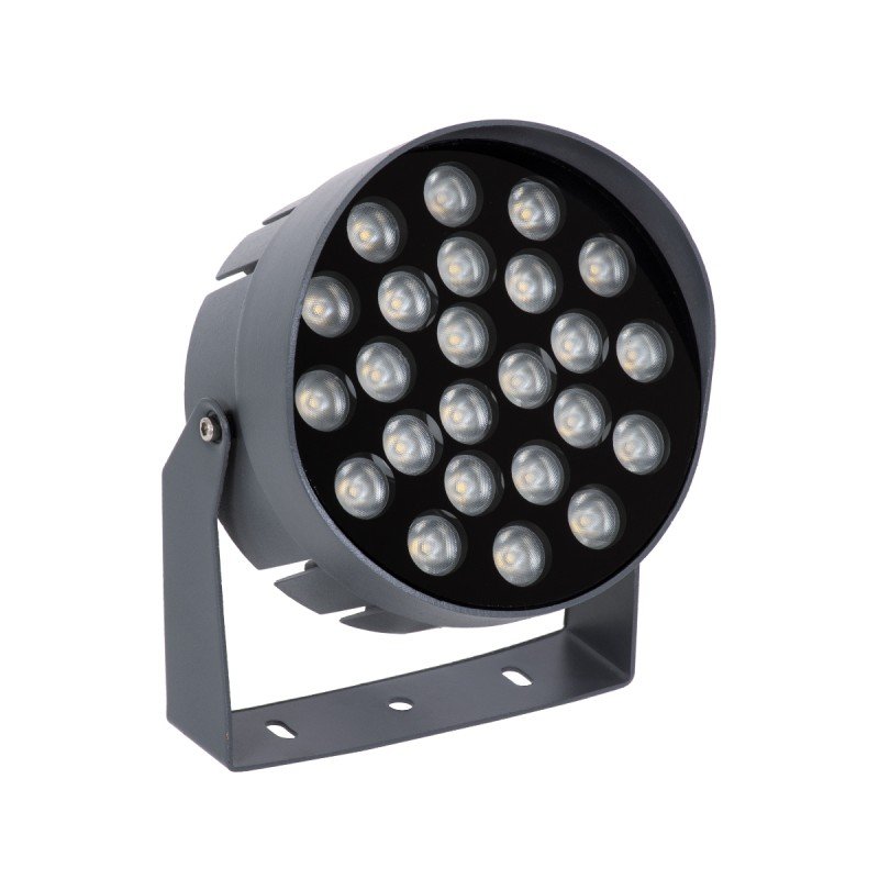 GLOBOSTAR® FLOODNIGMA 90377 Προβολέας Σποτ Wall Washer με Αντιθαμβωτική Γρίλια LED 24W 2040lm 30° DC 24V Αδιάβροχο IP65 Ultra Θερμό Λευκό 2200K Dimmable - Bridgelux SMD Chip - Γκρι Ανθρακί - Μ15 x Π15 x Υ9.1cm - 3 Χρόνια Εγγύηση