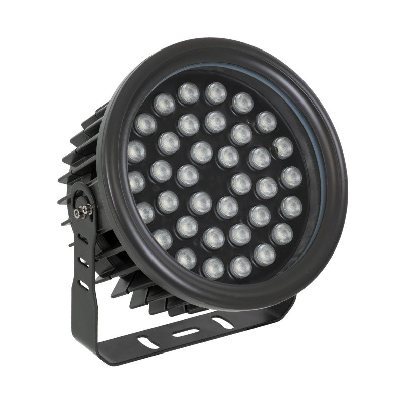 GLOBOSTAR® FLOODNEVA 90400 Προβολέας Σποτ Wall Washer LED 72W 6120lm 30° DC 24V Αδιάβροχο IP65 Πολύχρωμο RGBW Dimmable DMX512 - Bridgelux SMD Chip - Μαύρο - Μ24.5 x Π24.5 x Υ14.7cm - 3 Χρόνια Εγγύηση