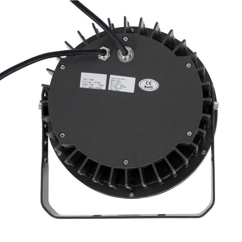 GLOBOSTAR® FLOODNEVA 90400 Προβολέας Σποτ Wall Washer LED 72W 6120lm 30° DC 24V Αδιάβροχο IP65 Πολύχρωμο RGBW Dimmable DMX512 - Bridgelux SMD Chip - Μαύρο - Μ24.5 x Π24.5 x Υ14.7cm - 3 Χρόνια Εγγύηση