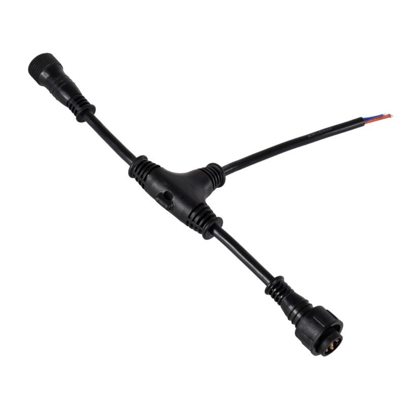 GLOBOSTAR® WWCONNECTOR 90707 5 Pin Σύνδεσμος Τροφοδοσίας I για Wall Washers & Προβολείς με Είσοδο 1 x Αρσενικό Βύσμα & Έξοδο 1 x Θηλυκό Βύσμα Αδιάβροχο IP65 - Μαύρο - Μ25.5 x Π17 x Υ2cm
