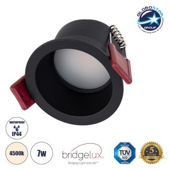GLOBOSTAR® IP 60342 Χωνευτό Downlight Σποτ Μπάνιου LED 7W 750lm 45° AC 220-240V Αδιάβροχο IP44 Φυσικό Λευκό 4500K - Lumileds SMD Chip & TÜV SÜD Driver - Μαύρο Ματ - Μ6.6 x Π6.6 x Υ5.3cm / Q5.5cm - 5 Χρόνια Εγγύηση