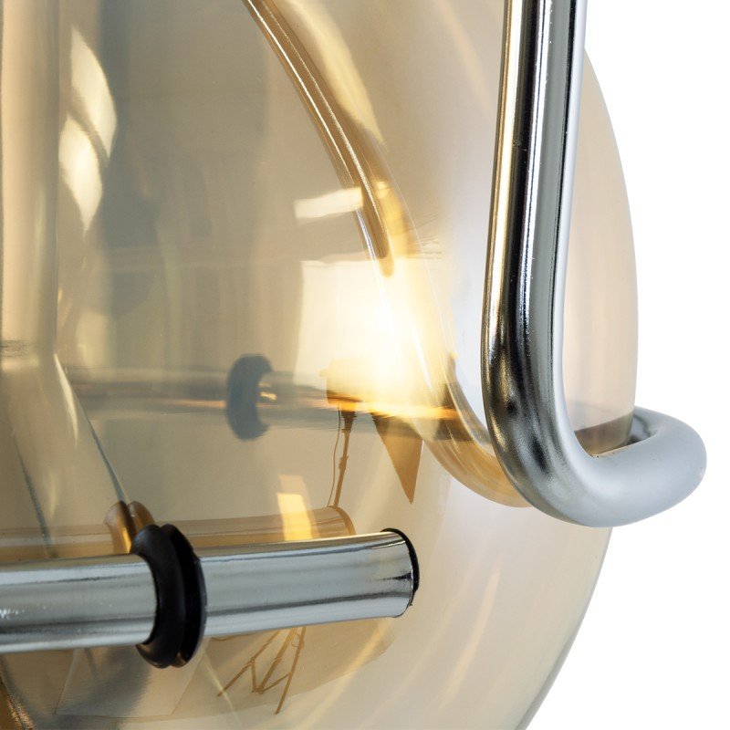 GLOBOSTAR® GLASSO 60927 Μοντέρνο Κρεμαστό Φωτιστικό Οροφής με Ντουί 1 x E27 AC 220-240V IP20 - Ασημί & Μελί - Μ27 x Π27 x Υ52cm