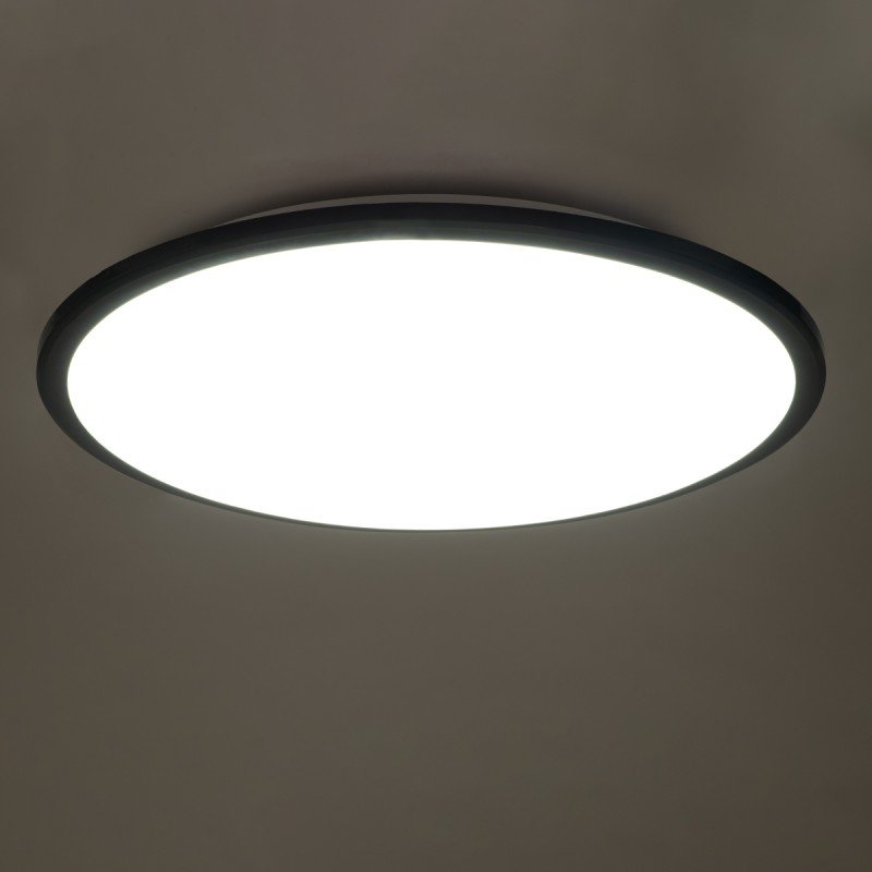 GLOBOSTAR® TUFFIN 60999 Φωτιστικό Πλαφονιέρα Οροφής LED 36W 3420lm 120° AC 220-240V Αδιάβροχο IP54 Φυσικό Λευκό 4500K - Lumileds SMD Chip - Μαύρο Ματ & Λευκό Γαλακτερό - Μ48 x Π48 x Υ6.5cm - 3 Χρόνια Εγγύηση