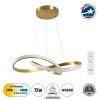GLOBOSTAR® DEXTER 61051 Μοντέρνο Κρεμαστό Φωτιστικό Οροφής LED 72W 7200lm 300° AC 220-240V IP20 Ρυθμιζόμενο Λευκό CCT με Χειριστήριο από 2700K έως 6000K Dimmable - Lumileds SMD Chip - Σατινέ Χρυσό Βούρτσας - Μ56 x Π56 x Υ14cm - 3 Χρόνια Εγγύηση