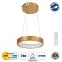 GLOBOSTAR® NEMESIS 61154 Μοντέρνο Κρεμαστό Φωτιστικό Οροφής LED 20W 2356lm 360° AC 220-240V IP20 Ρυθμιζόμενο Λευκό CCT με Χειριστήριο από 2700K έως 6000K Dimmable - Lumileds SMD Chip - Χρυσό Βούρτσας - Μ25 x Π25 x Υ4cm - 3 Χρόνια Εγγύηση