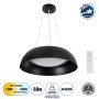 GLOBOSTAR® ANATOLIA 61267 Μοντέρνο Κρεμαστό Φωτιστικό Οροφής LED 60W 6900lm 120° AC 220-240V IP20 Ρυθμιζόμενο Λευκό CCT με Χειριστήριο από 2700K έως 6000K Dimmable - Lumileds SMD Chip - Μαύρο Ματ - Μ43 x Π43 x Υ11cm - 3 Χρόνια Εγγύηση