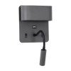 GLOBOSTAR® IBIS 61369 Μοντέρνο Φωτιστικό Τοίχου - Απλίκα Ξενοδοχείου Reading Light με Φορτιστή USB 3A LED 10W 1100lm 36° & 360° AC 220-240V IP20 Φυσικό Λευκό 4500K - Bridgelux COB Chip & TÜV SÜD Driver - Γκρι Ανθρακί Ματ - Μ10 x Π6.1 x Υ18cm - 3 Χ