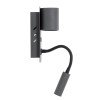 GLOBOSTAR® IBIS 61369 Μοντέρνο Φωτιστικό Τοίχου - Απλίκα Ξενοδοχείου Reading Light με Φορτιστή USB 3A LED 10W 1100lm 36° & 360° AC 220-240V IP20 Φυσικό Λευκό 4500K - Bridgelux COB Chip & TÜV SÜD Driver - Γκρι Ανθρακί Ματ - Μ10 x Π6.1 x Υ18cm - 3 Χ