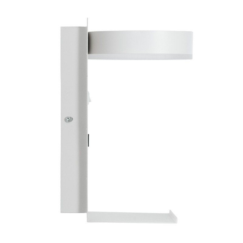 GLOBOSTAR® CROWN 61371 Μοντέρνο Φωτιστικό Τοίχου - Απλίκα Ξενοδοχείου Reading Light με Φορτιστή USB 3A LED 5W 550lm 120° AC 220-240V IP20 Φυσικό Λευκό 4500K - Bridgelux COB Chip & TÜV SÜD Driver - Λευκό Ματ - Μ15 x Π15 x Υ23cm - 3 Χρόνια Εγγύηση
