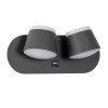 GLOBOSTAR® REGENCY 61378 Μοντέρνο Φωτιστικό Τοίχου - Απλίκα Ξενοδοχείου Reading Light με Φορτιστή USB 3A LED 16W 1840lm 120° AC 220-240V IP20 Φυσικό Λευκό 4500K - Bridgelux SMD Chip & TÜV SÜD Driver - Γκρι Ανθρακί Ματ - Μ16.5 x Π12 x Υ10cm - 3 Χρόνια 