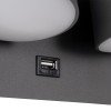 GLOBOSTAR® REGENCY 61378 Μοντέρνο Φωτιστικό Τοίχου - Απλίκα Ξενοδοχείου Reading Light με Φορτιστή USB 3A LED 16W 1840lm 120° AC 220-240V IP20 Φυσικό Λευκό 4500K - Bridgelux SMD Chip & TÜV SÜD Driver - Γκρι Ανθρακί Ματ - Μ16.5 x Π12 x Υ10cm - 3 Χρόνια 
