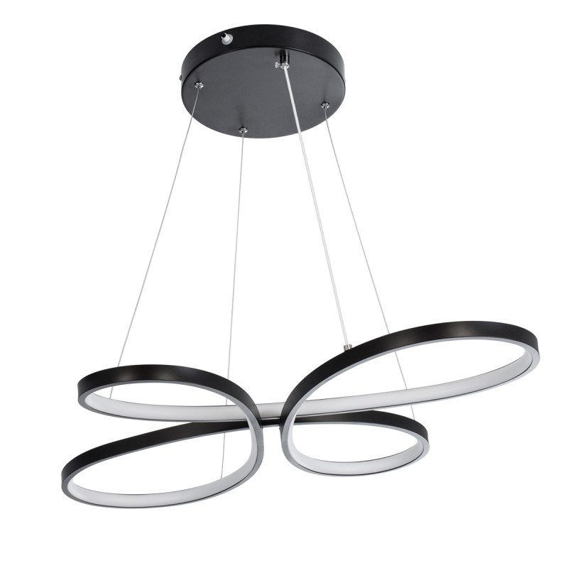GLOBOSTAR® BUTTERFLY 61391 Μοντέρνο Κρεμαστό Φωτιστικό Οροφής LED 75W 7500lm 300° AC 220-240V IP20 Ρυθμιζόμενο Λευκό CCT με Χειριστήριο από 2700K έως 6000K Dimmable - Lumileds SMD Chip - Μαύρο Ματ - Μ70 x Π55 x Υ4cm - 3 Χρόνια Εγγύηση