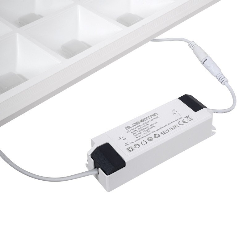 GLOBOSTAR® ZEUS 60970 Χωνευτό Panel Οροφής 60x60 με Anti Glare Reflector LED 48W 6960lm 120° CRI≥85Ra UGR<19 AC 220-240V IP20 Θερμό Λευκό 2700K - Lumileds SMD Chip & TÜV SÜD Driver - Λευκό Γαλακτερό - Μ60 x Π60 x Υ3.3cm / Q56 x 56cm - 5 Χρόνια Εγγύ