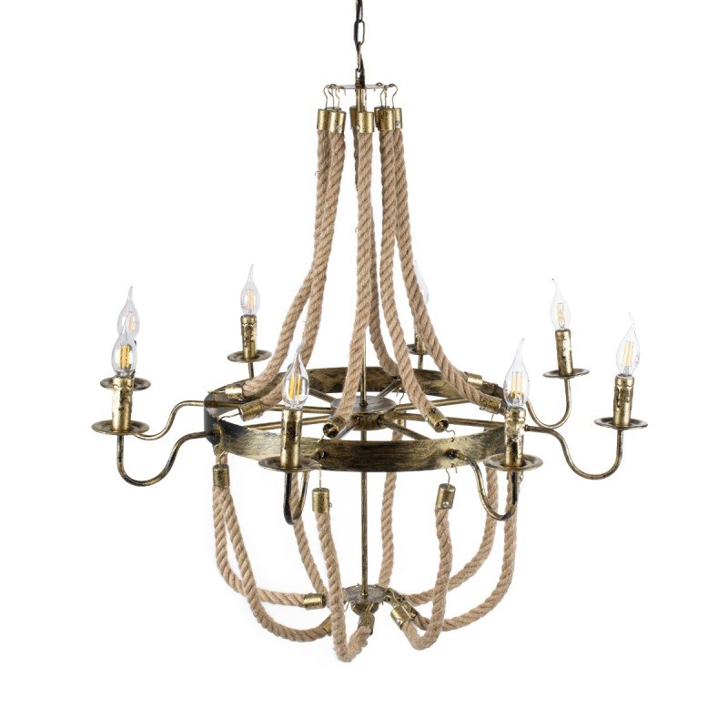 GLOBOSTAR® VICTORIAN 01405 Vintage Κρεμαστό Φωτιστικό Οροφής με Ντουί 8 x E14 AC 220-240V IP20 - Μπρούτζινο Εφέ Σκουριάς & Μπεζ - Μ87 x Π87 x Υ80cm