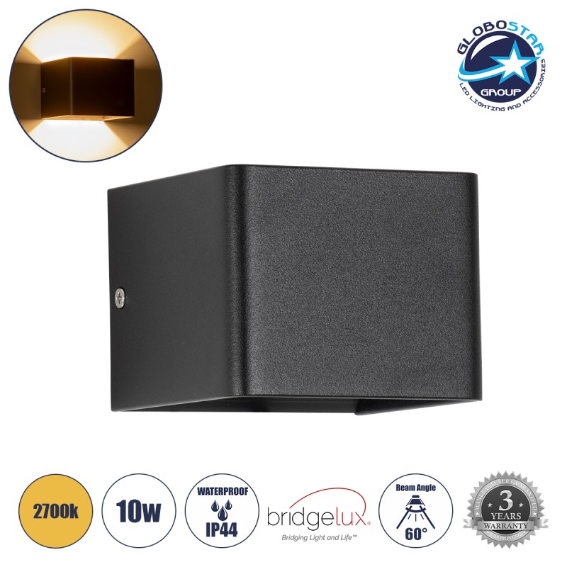GLOBOSTAR® CIRCOA 60535 Μοντέρνο Φωτιστικό Τοίχου - Απλίκα LED 10W 1000lm 60° AC 220-240V Αδιάβροχο IP44 Θερμό Λευκό 2700K - Bridgelux COB Chip & TÜV SÜD Driver - Μαύρο Ματ - Μ10 x Π8 x Υ10cm - 5 Χρόνια Εγγύηση