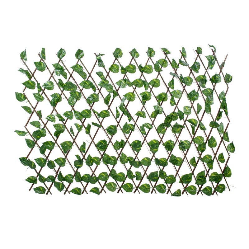 GloboStar® Artificial Garden GOLDEN POTHOS 78496 Πτυσσόμενη Πέργκολα Τεχνητής Φυλλωσιάς - Κάθετος Κήπος Σύνθεση Πόθος Μ110 x Π10 x Υ120cm (min) Μ310 x Π10 x Υ45cm (max)