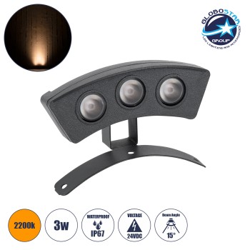 GLOBOSTAR® TREEPLANTE 90514 Κυρτή Μπάρα Φωτισμού Wall Washer για Φυτά - Δέντρα LED 3W 315lm 15° DC 24V Αδιάβροχο IP67 Ultra Θερμό Λευκό 2200K Dimmable - Bridgelux SMD Chip - Γκρι Ανθρακί - Μ11 x Π3 x Υ8.2cm - 3 Χρόνια Εγγύηση