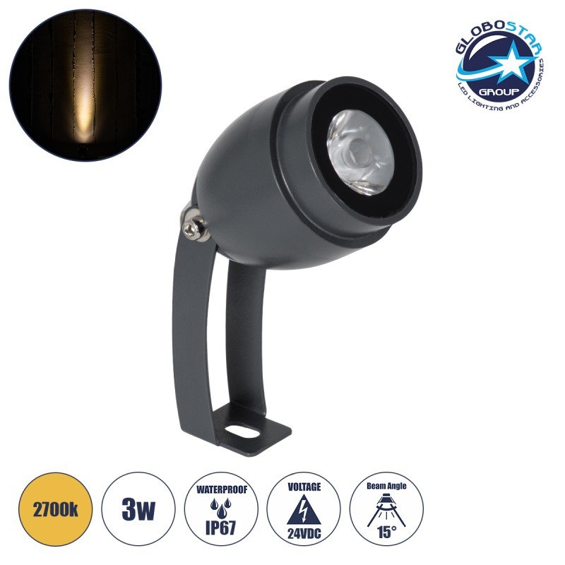 GLOBOSTAR® TREEGAL 90461 Φωτιστικό Σποτ για Φυτά - Δέντρα με Βάση Μπετού & Κορμού LED 3W 330lm 15° DC 24V Αδιάβροχο IP67 Θερμό Λευκό 2700K Dimmable - Bridgelux SMD Chip - Γκρι Ανθρακί - Μ5 x Π5 x Υ14.7cm - 3 Χρόνια Εγγύηση GLOBOSTAR® TREEGAL 90461 Φωτιστικό Σποτ για Φυτά - Δέντρα με Βάση Μπετού & Κορμού LED 3W 330lm 15° DC 24V Αδιάβροχο IP67 Θερμό Λευκό 2700K Dimmable - Bridgelux SMD Chip - Γκρι Ανθρακί - Μ5 x Π5 x Υ14.7cm - 3 Χρόνια Εγγύηση