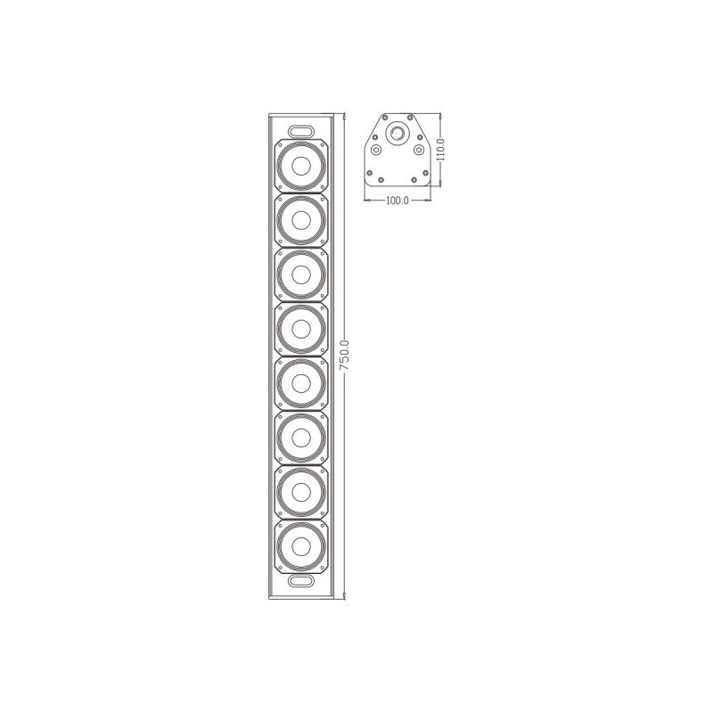 GloboStar® FDB K803 98024 PA Speaker - Παθητικό Ηχείο Column Κολωνάτο Επιτοίχιο & Επιδαπέδιο 8Ω - 200W RMS (800W Peak) - 8 x 3" Inches Mid & HF - IP20 - Μαύρο - Μ10 x Π11 x Υ75cm - Ζεύγος