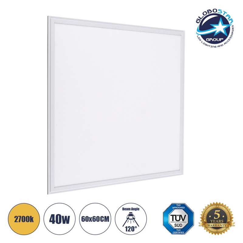 GLOBOSTAR® PANELETI 60208 Χωνευτό Panel Οροφής 60x60 LED 40W 3600lm 120° UGR<19 AC 220-240V IP20 Θερμό Λευκό 2700K - Lumileds SMD Chip & TÜV SÜD Driver - Λευκό Γαλακτερό - Μ60 x Π60 x Υ1.5cm / Q56 x 56cm - 5 Χρόνια Εγγύηση