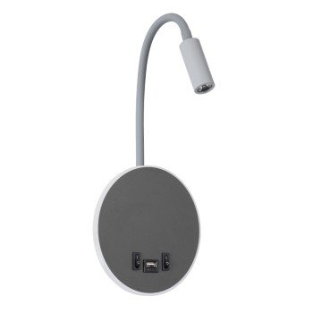 GLOBOSTAR® GOOSE 60882 Μοντέρνο Φωτιστικό Τοίχου - Απλίκα Ξενοδοχείου Reading Light με Φορτιστή USB 3A LED 6W 600lm 36° & 360° AC 220-240V IP20 Φυσικό Λευκό 4500K - CREE XPE & Lumileds SMD Chip & TÜV SÜD Driver - Γκρι Ανθρακί Ματ - Μ15.5 x Π15