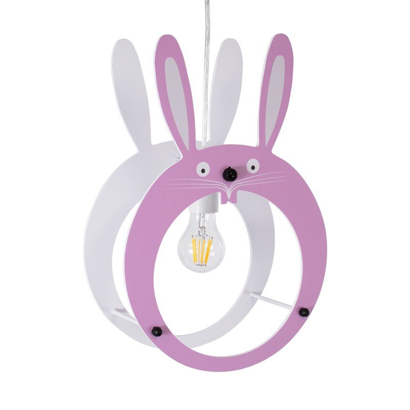GLOBOSTAR® BUNNY 61577 Παιδικό Κρεμαστό Φωτιστικό Οροφής με Ντουί 1 x E27 AC 220-240V IP20 - Ροζ & Λευκό - Μ27.2 x Π15.5 x Υ40cm