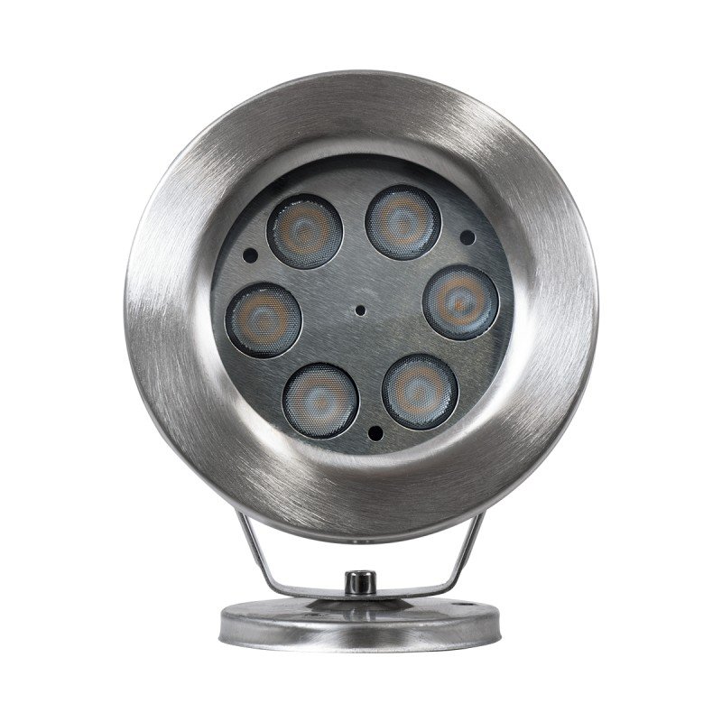 GLOBOSTAR® UNDERWATER-DEDY 90426 Υποβρύχιο Επιφανειακό Σποτ για Σιντριβάνια/Πισίνες LED 6W 540lm 30° DC 24V Αδιάβροχο IP68 Θερμό Λευκό 2700K Dimmable - Ανοξείδωτο Ατσάλι 304 - Μ12 x Π7.5 x Υ14.5cm - 3 Χρόνια Εγγύηση