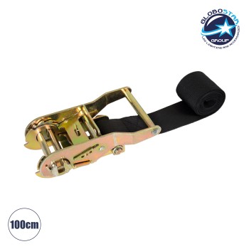 GLOBOSTAR® TREEBASE 90478 Ιμάντας με Καστάνια για Τοποθέτηση Φωτιστικών Σποτ σε κορμό Φυτών & Δέντρων - Μαύρο & Χρυσό - Μ100 x Π7.5 x Υ5cm