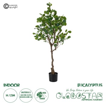 GloboStar® Artificial Garden EUCALYPTUS 20190 Τεχνητό Διακοσμητικό Φυτό Ευκάλυπτος Υ120cm