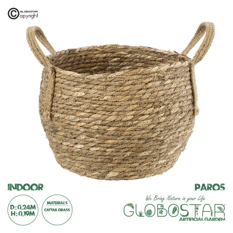 GloboStar® Artificial Garden PAROS 20276 Διακοσμητικό Πλεκτό Καλάθι - Κασπώ Γλάστρα - Flower Pot Μπεζ Φ24cm x Υ19cm GloboStar® Artificial Garden PAROS 20276 Διακοσμητικό Πλεκτό Καλάθι - Κασπώ Γλάστρα - Flower Pot Μπεζ Φ24cm x Υ19cm