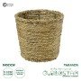 GloboStar® Artificial Garden THASSOS 20293 Διακοσμητικό Πλεκτό Καλάθι - Κασπώ Γλάστρα - Flower Pot Μπεζ με Καφέ Φ20cm x Υ22cm