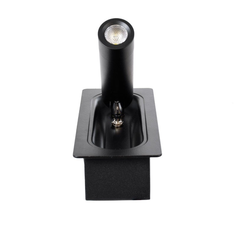 GLOBOSTAR® MANHATTAN 61097 Μοντέρνο Φωτιστικό Τοίχου - Απλίκα Ξενοδοχείου Reading Light LED 3W 405lm 36° AC 220-240V IP20 Φυσικό Λευκό 4500K - Bridgelux COB Chip & TÜV SÜD Driver - Μαύρο - Μ7 x Π7 x Υ17cm - 3 Χρόνια Εγγύηση
