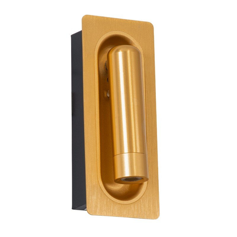 GLOBOSTAR® MANHATTAN 61100 Μοντέρνο Φωτιστικό Τοίχου - Απλίκα Ξενοδοχείου Reading Light LED 3W 405lm 36° AC 220-240V IP20 Φυσικό Λευκό 4500K - Bridgelux COB Chip & TÜV SÜD Driver - Χρυσό Βούρτσας - Μ7 x Π7 x Υ17cm - 3 Χρόνια Εγγύηση