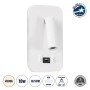 GLOBOSTAR® LADY-O 61364 Μοντέρνο Φωτιστικό Τοίχου - Απλίκα Ξενοδοχείου Reading Light με Φορτιστή USB 3A LED 10W 1000lm 36° & 360° AC 220-240V IP20 Φυσικό Λευκό 4500K - Bridgelux COB Chip & TÜV SÜD Driver - Λευκό Ματ - Μ10.5 x Π10 x Υ18.5cm - 3 Χρό