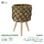 GloboStar® Artificial Garden SAMOS 20303 Διακοσμητικό Πλεκτό Καλάθι - Κασπώ Γλάστρα - Flower Pot Μπεζ με Καφέ Φ22cm x Υ34cm