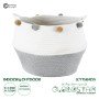 GloboStar® Artificial Garden KYTHNOS 20314 Διακοσμητικό Πλεκτό Καλάθι - Κασπώ Γλάστρα - Flower Pot Γκρι με Λευκό Φ29cm x Υ28cm