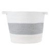 GloboStar® Artificial Garden KEFALONIA 20320 Διακοσμητικό Πλεκτό Καλάθι - Κασπώ Γλάστρα - Flower Pot Γκρι με Λευκό Φ30cm x Υ30cm