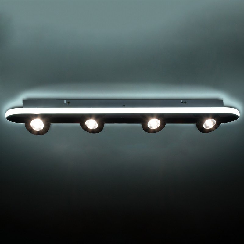 GLOBOSTAR® NESPO 61214 Μοντέρνο Φωτιστικό Οροφής LED 48W 5376lm 360° & 45° AC 220-240V IP20 Ρυθμιζόμενο Λευκό CCT με On/Off 2700K/4500K/6000K - Lumileds SMD Chip - Μαύρο Ματ - Μ80 x Π13 x Υ6.5cm - 3 Χρόνια Εγγύηση