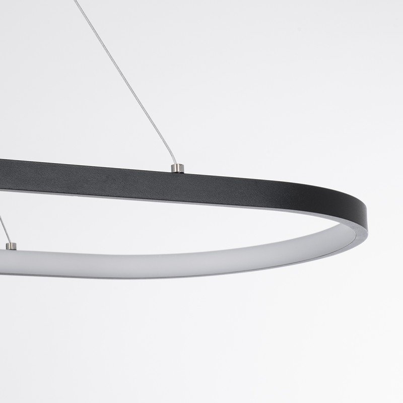 GLOBOSTAR® BOLIVAR 61271 Μοντέρνο Κρεμαστό Φωτιστικό Οροφής LED 54W 5400lm 360° AC 220-240V IP20 Ρυθμιζόμενο Λευκό CCT με Χειριστήριο από 2700K έως 6000K Dimmable - Lumileds SMD Chip - Μαύρο Ματ - Μ120 x Π30 x Υ2cm - 3 Χρόνια Εγγύηση