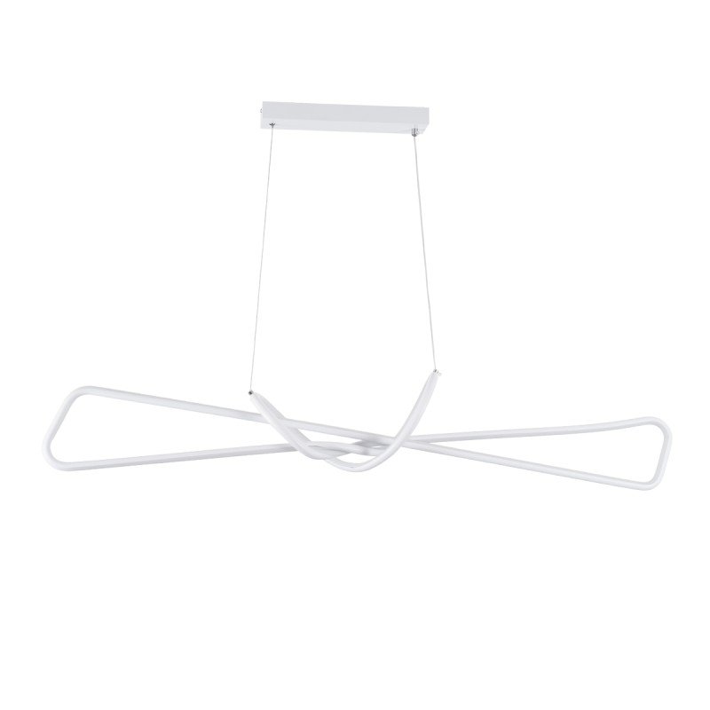 GLOBOSTAR® DOLORES 61280 Μοντέρνο Κρεμαστό Φωτιστικό Οροφής LED 105W 11760lm 300° AC 220-240V IP20 Ρυθμιζόμενο Λευκό CCT με Χειριστήριο από 2700K έως 6000K Dimmable - Lumileds SMD Chip - Λευκό Ματ - Μ110 x Π17 x Υ17.5cm - 3 Χρόνια Εγγύηση