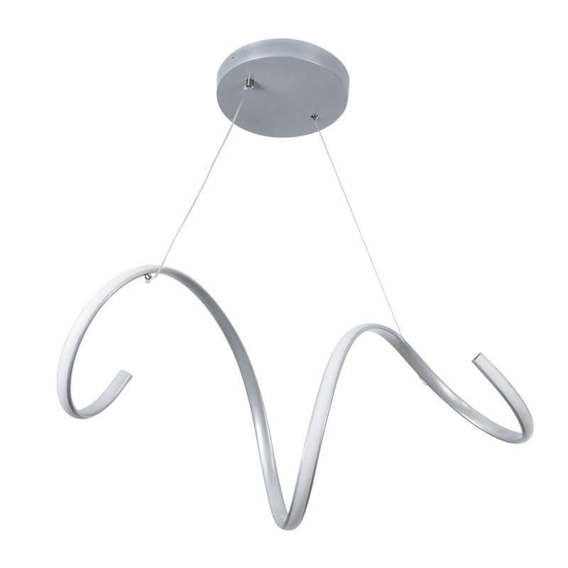 GLOBOSTAR® SPIRALE 61285 Μοντέρνο Κρεμαστό Φωτιστικό Οροφής LED 75W 7500lm 300° AC 220-240V IP20 Ρυθμιζόμενο Λευκό CCT με Χειριστήριο από 2700K έως 6000K Dimmable - Lumileds SMD Chip - Νίκελ Βούρτσας - Μ72 x Π25 x Υ30cm - 3 Χρόνια Εγγύηση